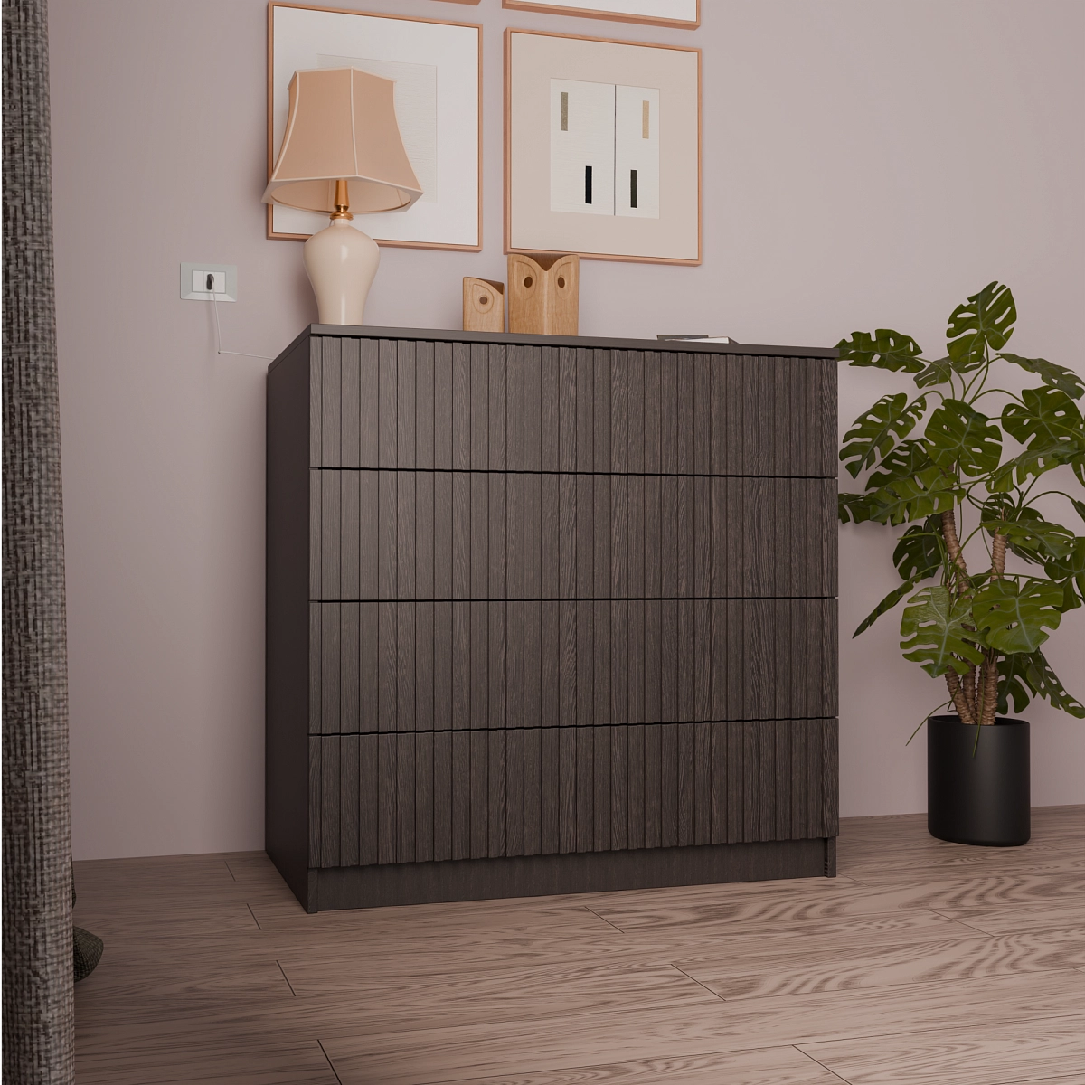 Комод Оберон с рифлеными фасадами Аруба Венге
